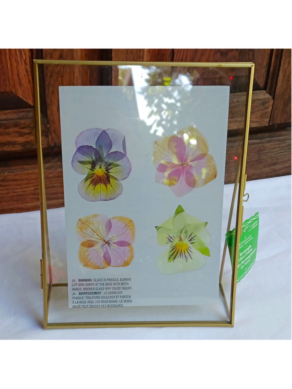 Ashland Gold Glass Rectangle Photo Frame 6x8 Double Pane Freestanding easel